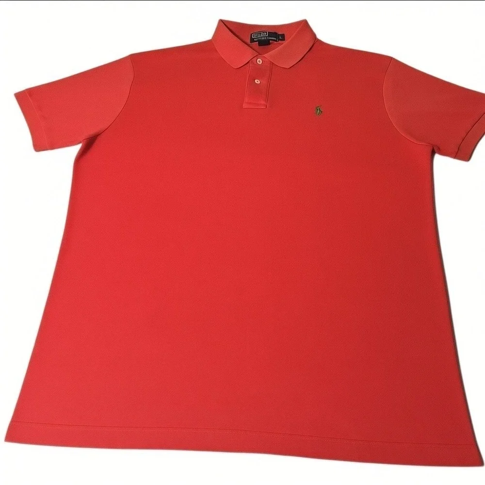 Polo Ralph Lauren L RUGBY Solid Salmon Polo Shirt‎  Men's Shirt Sleeve
